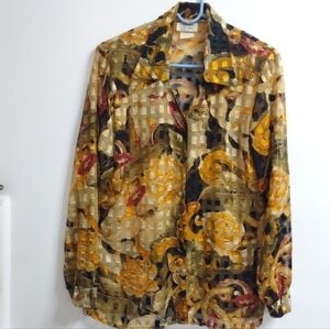 Womens VTG Melissa Robyn Multicolor Floral Blouse Sz M Made In USA Polyester